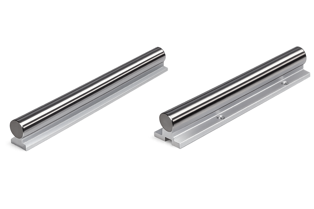 Precision shaft on support Ø30 mm, hardened (HRC 58–62), ground (h6  tolerance),  length 5900 mm